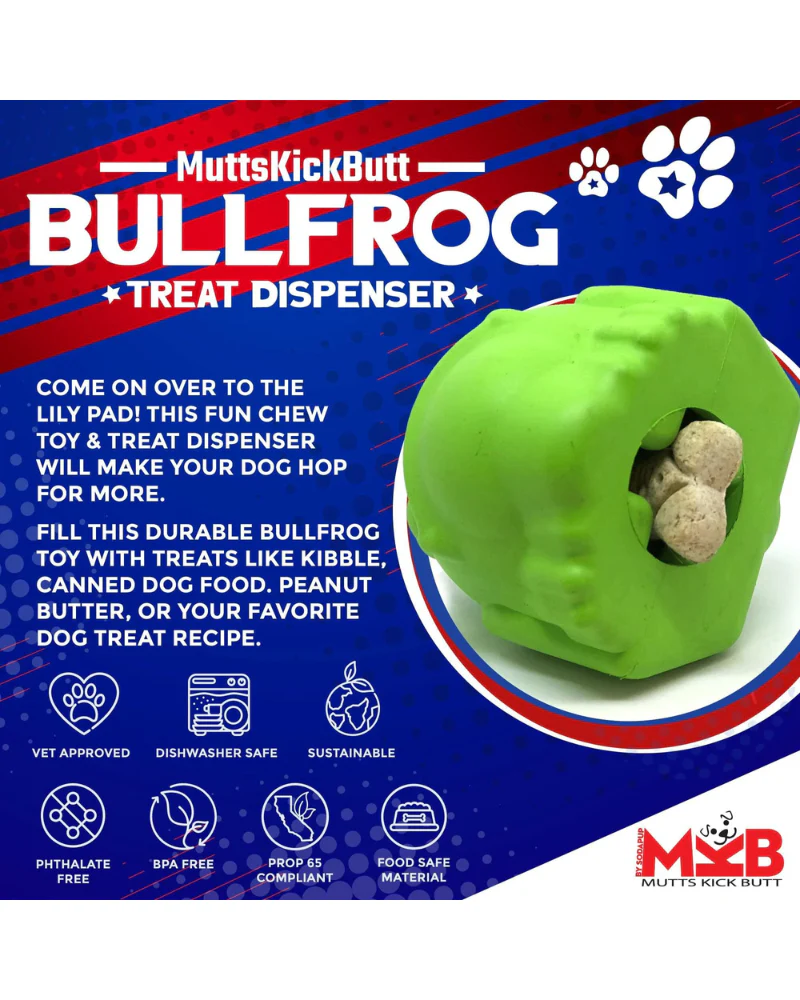 Bull Frog Tuff Chew & Treat Dispensing Dog Toy (Made in the USA) - Image 5