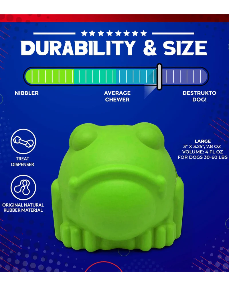 Bull Frog Tuff Chew & Treat Dispensing Dog Toy (Made in the USA) - Image 6