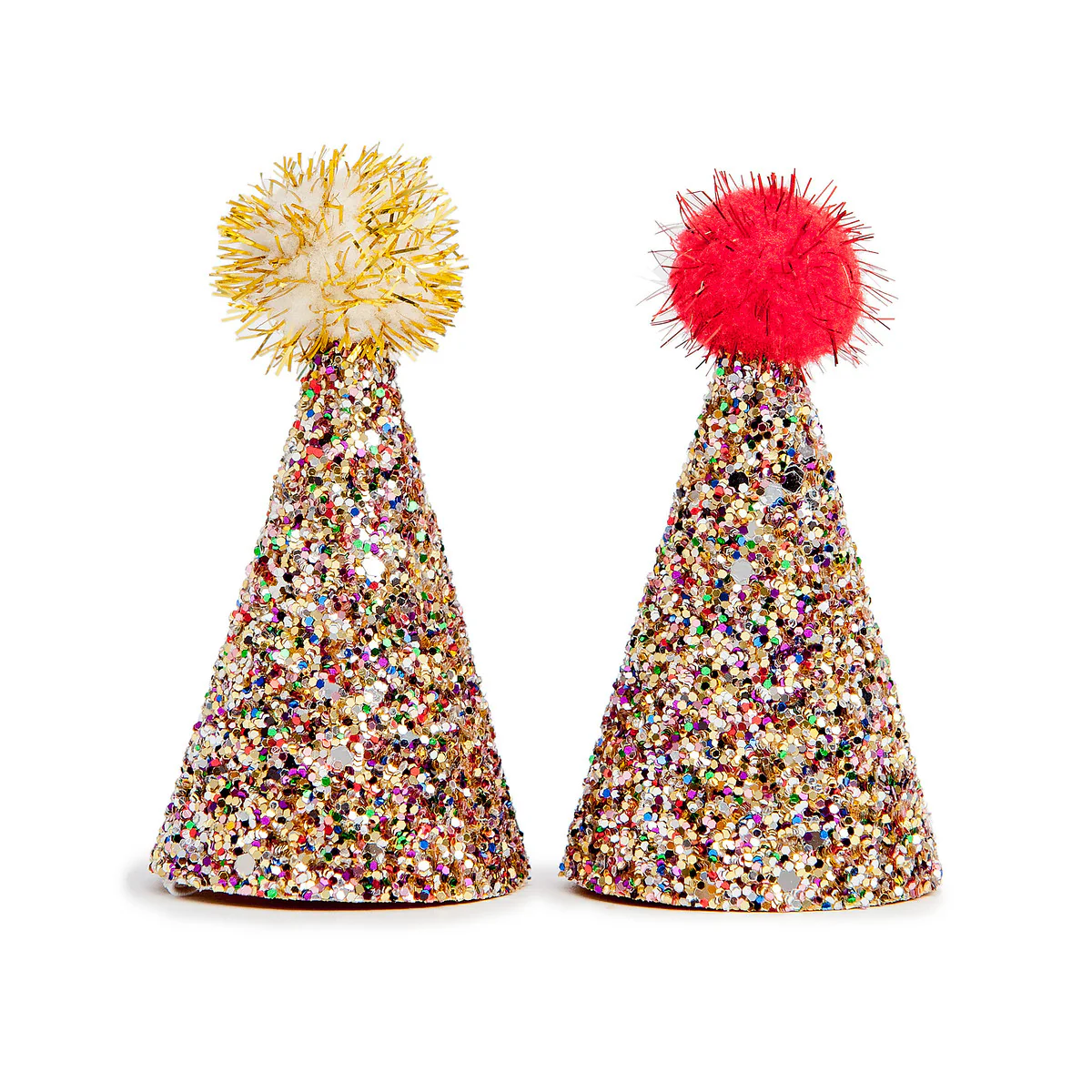 BUSTER'S PARTY SHOP | Confetti Glitter + Gold Pom Pom Mini Party Hat - Image 3