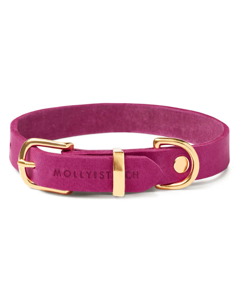 Butter Leather Dog Collar in Flamingo (Made in Austria) - Image 2