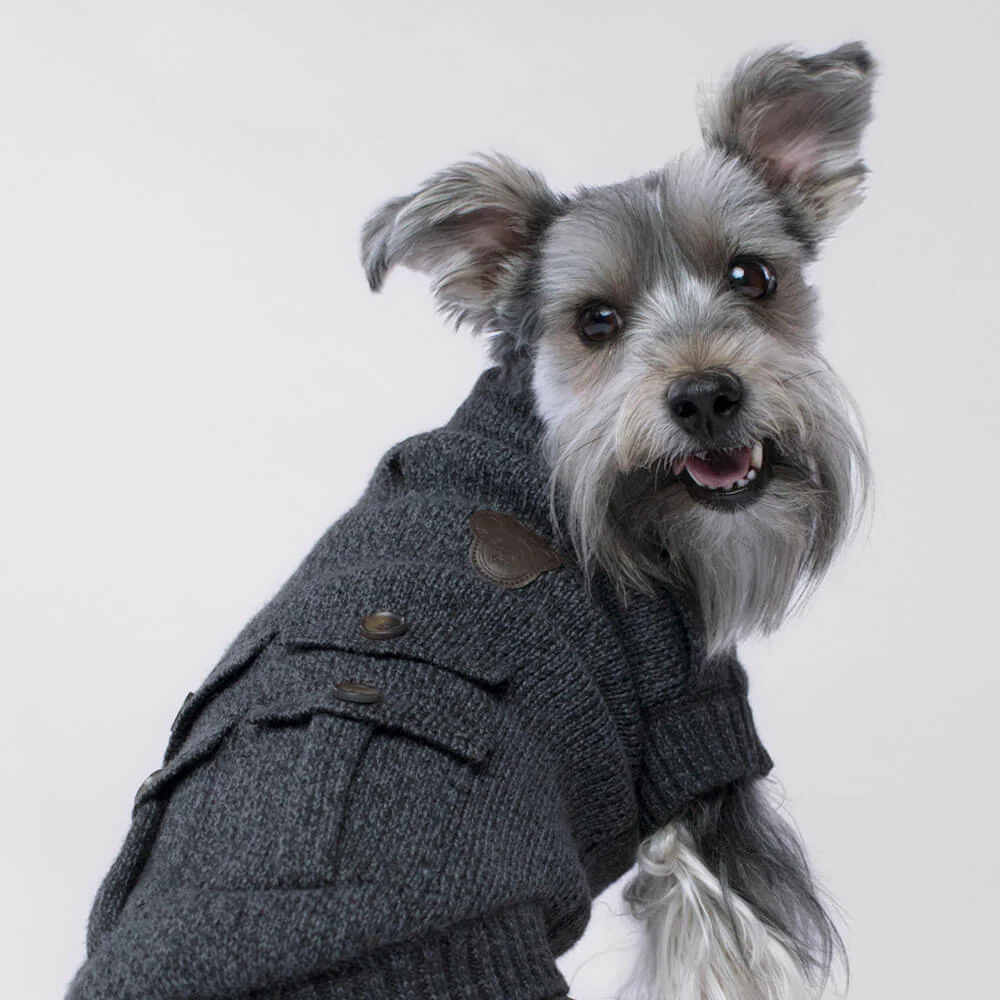 CANADA POOCH | Cargo Cardigan Sweater in Charcoal - Image 3