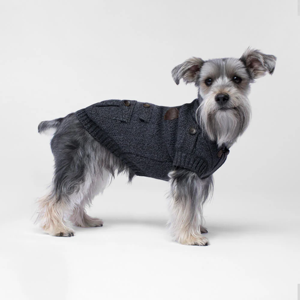 CANADA POOCH | Cargo Cardigan Sweater in Charcoal - Image 4