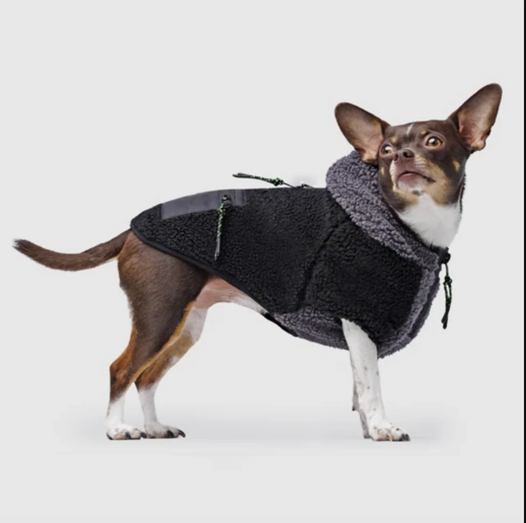 Cool Factor Fleece Dog Hoodie in Black & Grey <br> << FINAL SALE >> - Image 3