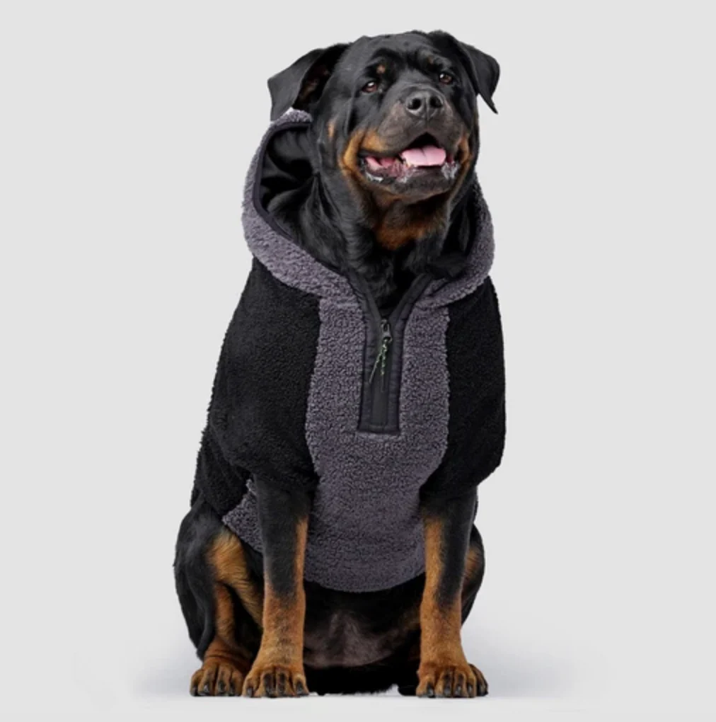 Cool Factor Fleece Dog Hoodie in Black & Grey <br> << FINAL SALE >> - Image 4