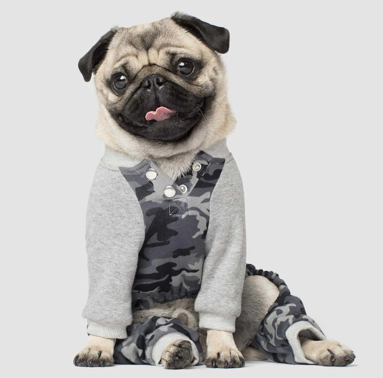 CANADA POOCH | Frosty Fleece Sweatsuit in Grey Camo - Image 2