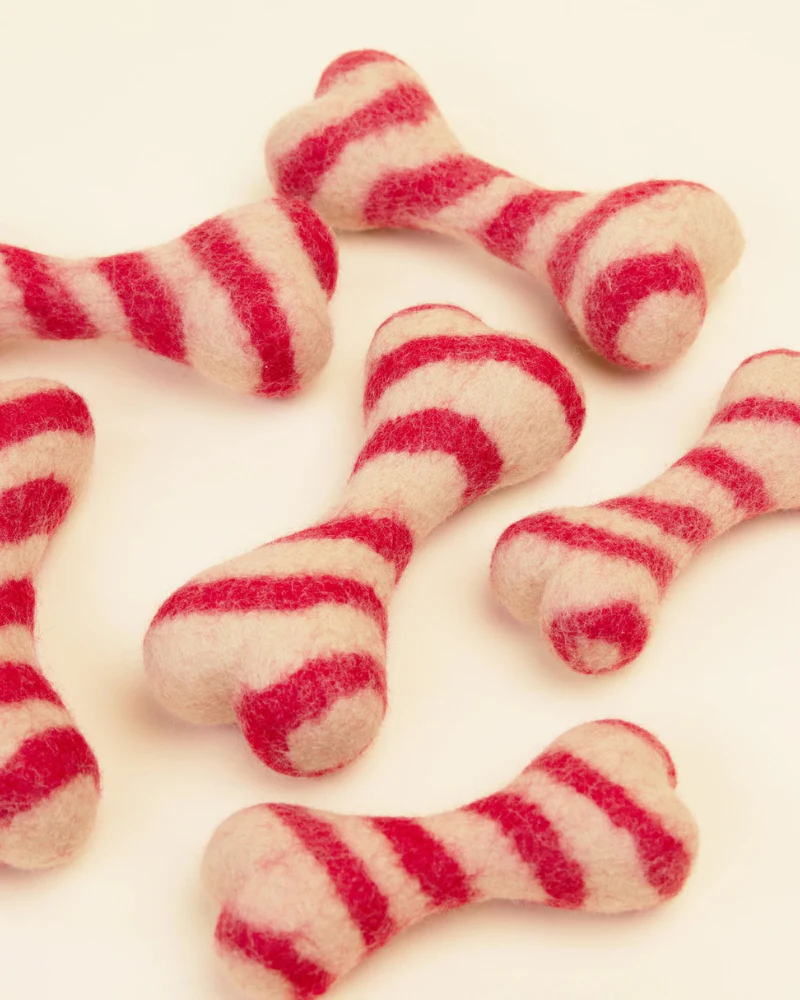 Red Stripe Wool Dog Toy (FINAL SALE)