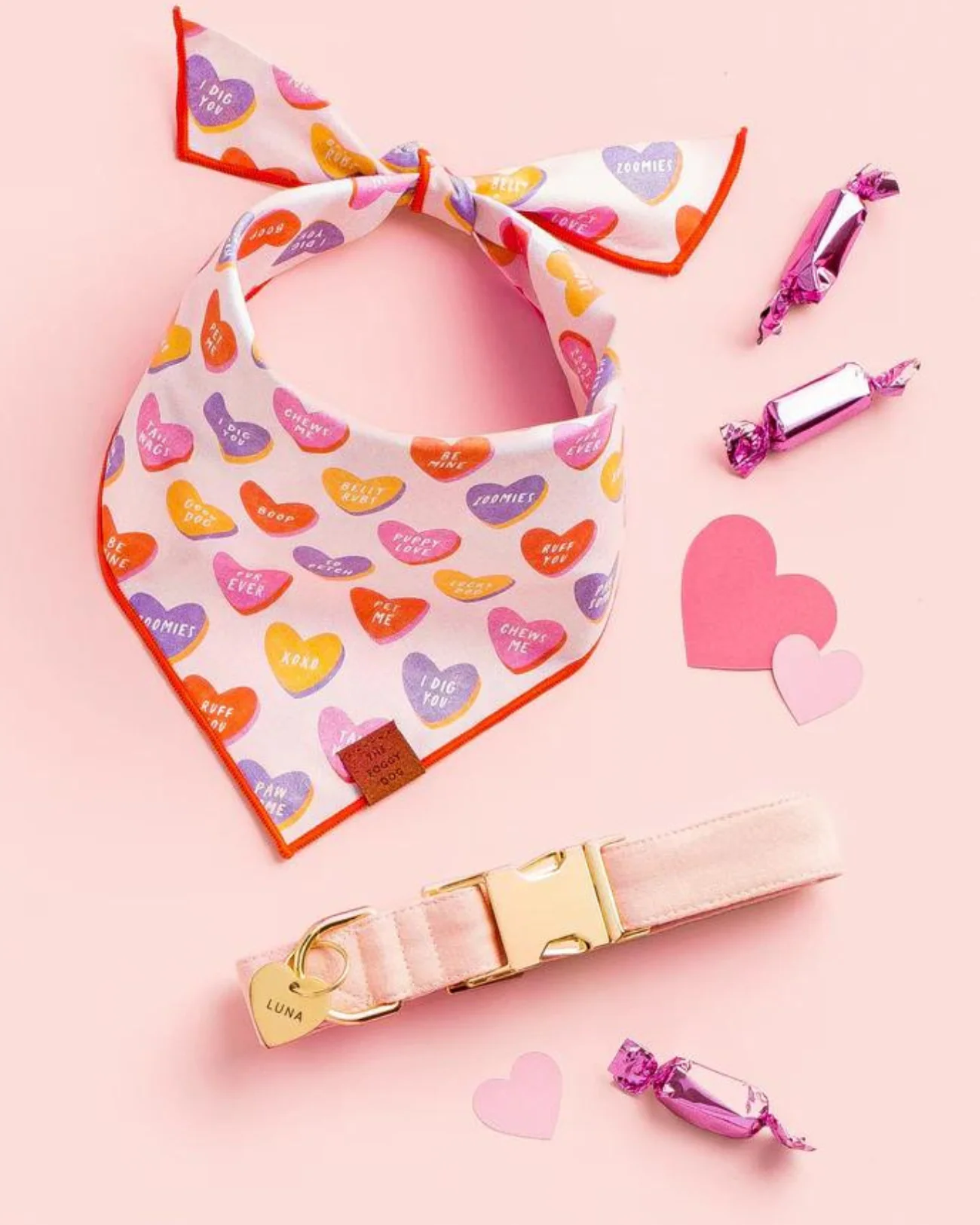 Candy Hearts Dog Bandana (Made in the USA) (FINAL SALE) - Image 2