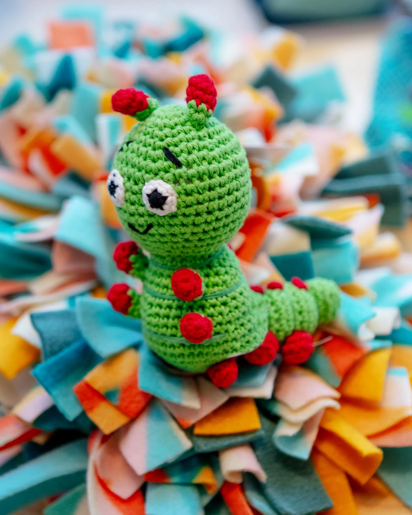 Carlos the Caterpillar Squeaky Knit Dog Toy