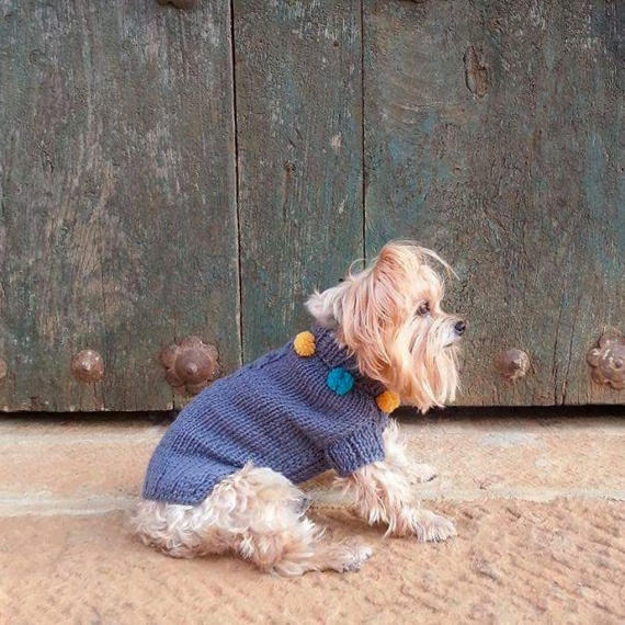 CASA LUNA | Cable Knit Pom-Pom Sweater in Charcoal Grey - Image 3