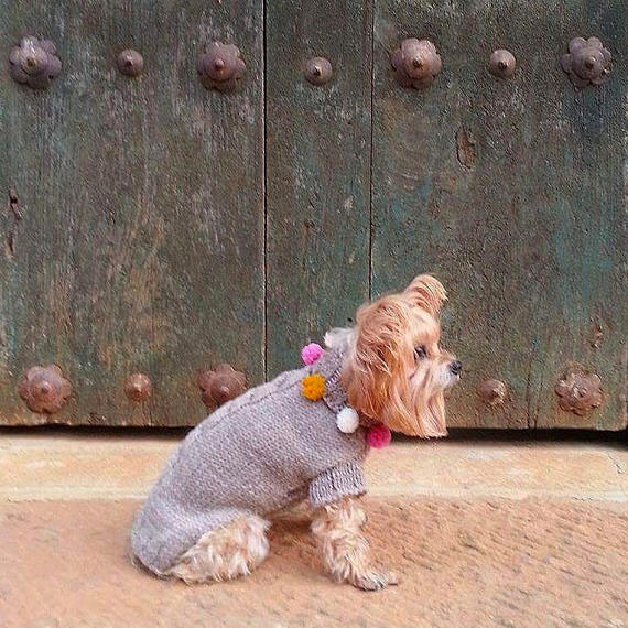 CASA LUNA | Cable Knit Pom-Pom Sweater in Oatmeal - Image 3