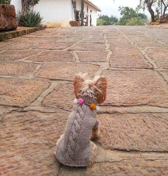 CASA LUNA | Cable Knit Pom-Pom Sweater in Oatmeal - Image 5