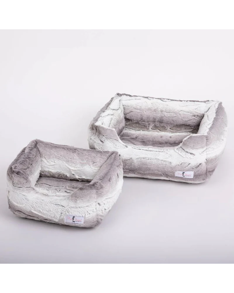 Cashmere Collection Faux-Fur Dog Bed in Soft Grey (Custom/Direct-Ship) (Made in the USA) - Image 2