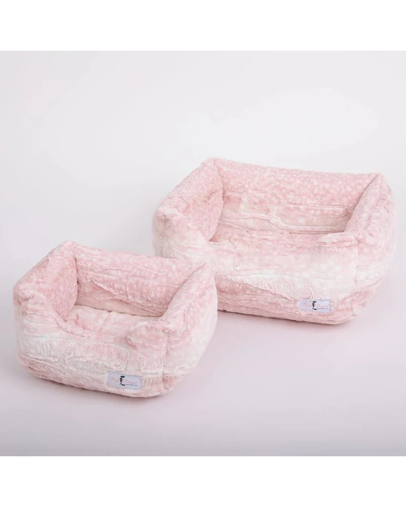 Cashmere Collection Faux-Fur Dog Bed in Pink Fawn (Custom/Direct-Ship) (Made in the USA) - Image 2