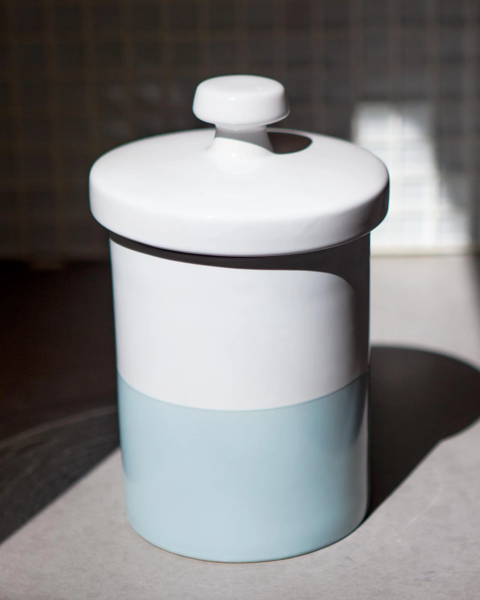 Ceramic Dog Treat Jar Dipped Color in Cloud - Image 4