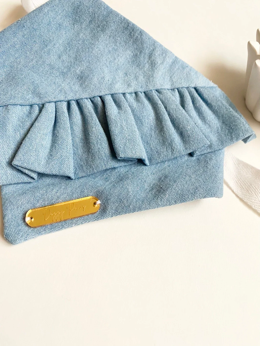 Chambray Ruffle Bandana for Dogs (Made in the USA) (FINAL SALE) - Image 4