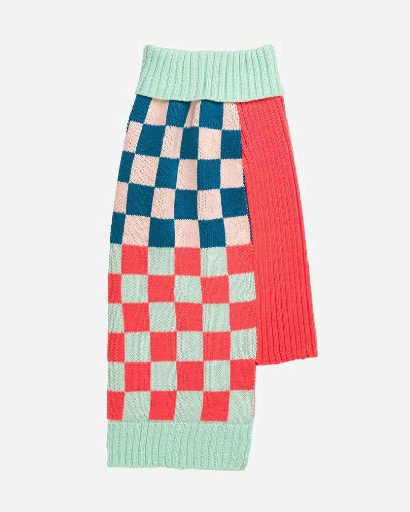 Checkerboard Dog Sweater in Melon & Jade (FINAL SALE) - Image 5