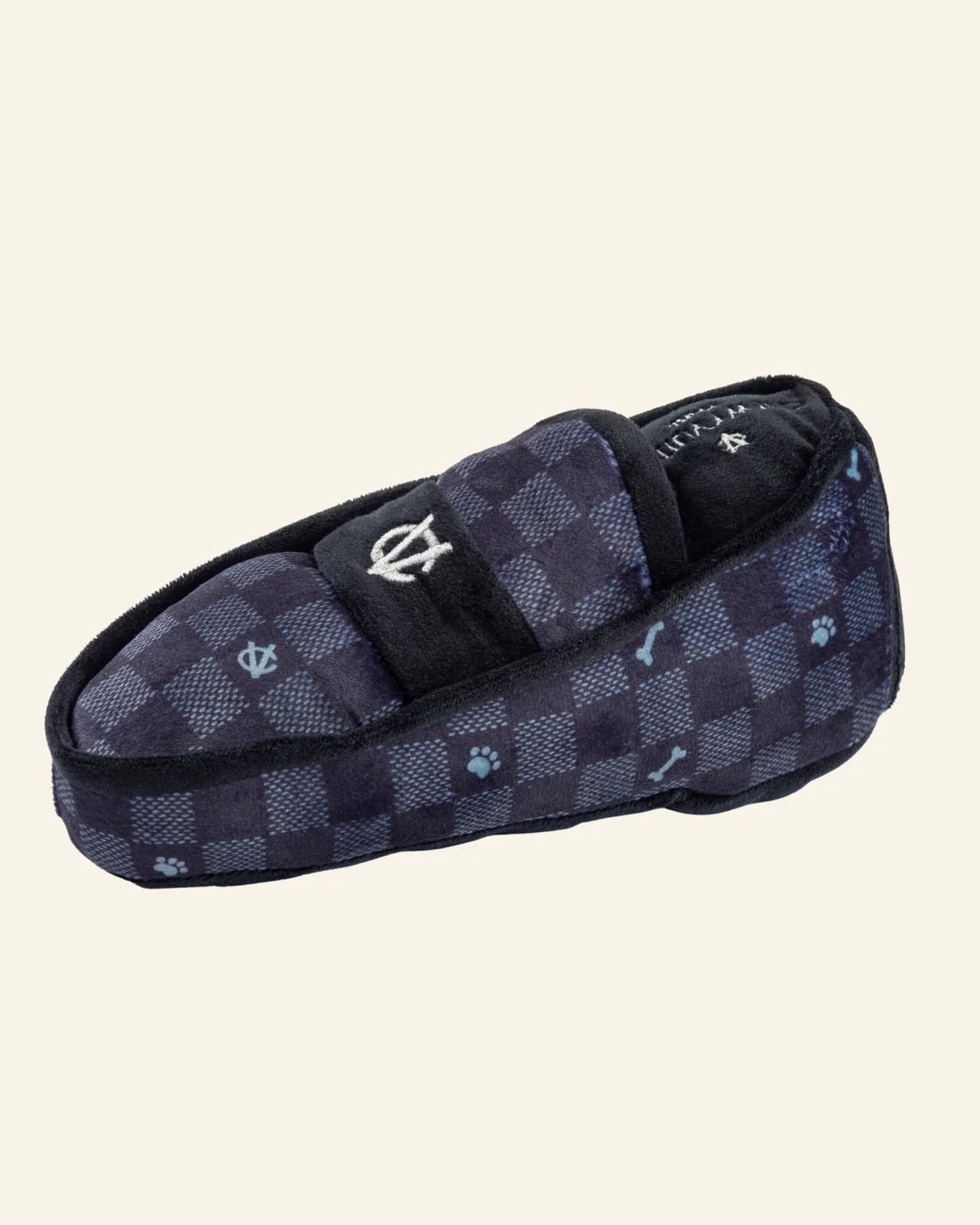 Chewy Vuiton Black Checker Loafer Squeaky Plush Dog Toy - Image 4