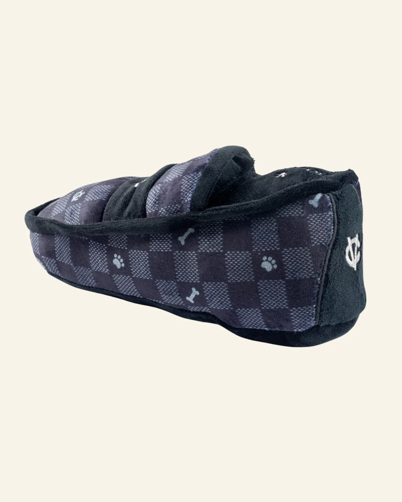 Chewy Vuiton Black Checker Loafer Squeaky Plush Dog Toy - Image 5