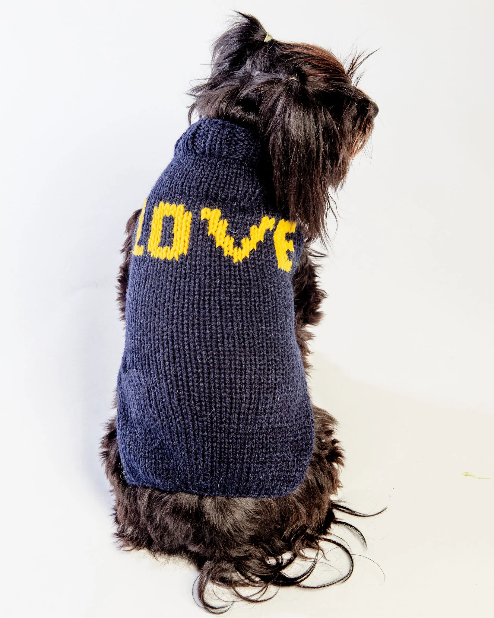 "Love" Knit Dog Sweater in Navy Alpaca  << CLEARANCE >> - Image 2