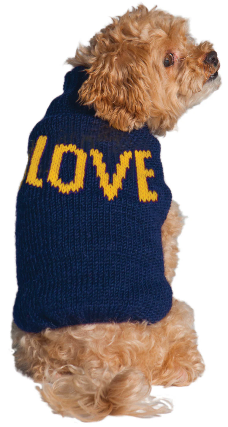 "Love" Knit Dog Sweater in Navy Alpaca  << CLEARANCE >> - Image 4
