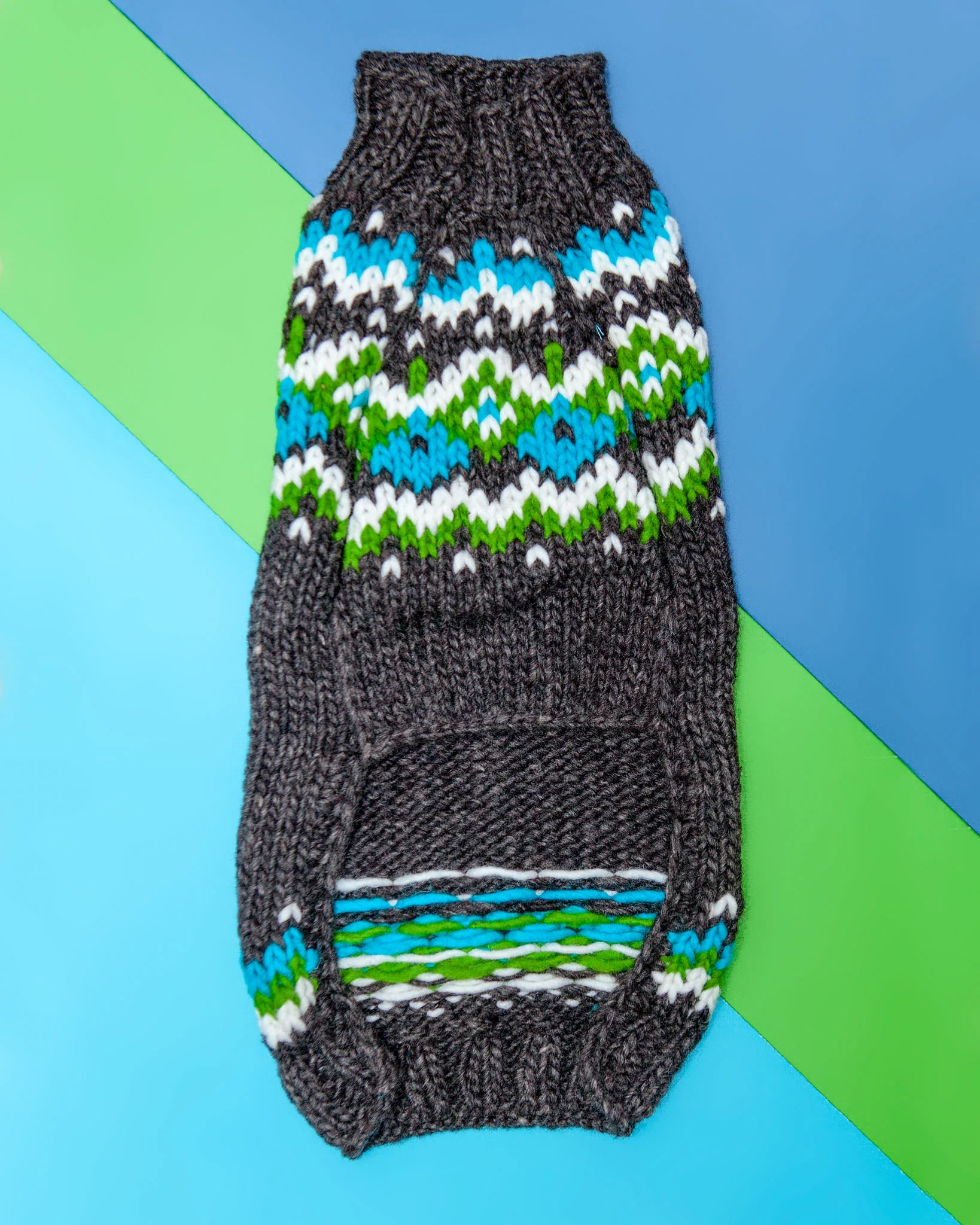 Winter Wonder Fairisle Dog Sweater in Charcoal << CLEARANCE >> - Image 2