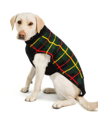 Navy Tartan Plaid Wool Knit Dog Sweater (FINAL SALE) - Image 3