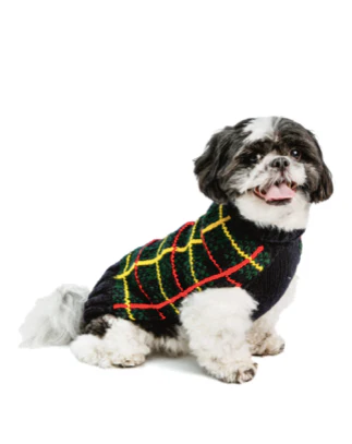 Navy Tartan Plaid Wool Knit Dog Sweater (FINAL SALE) - Image 4