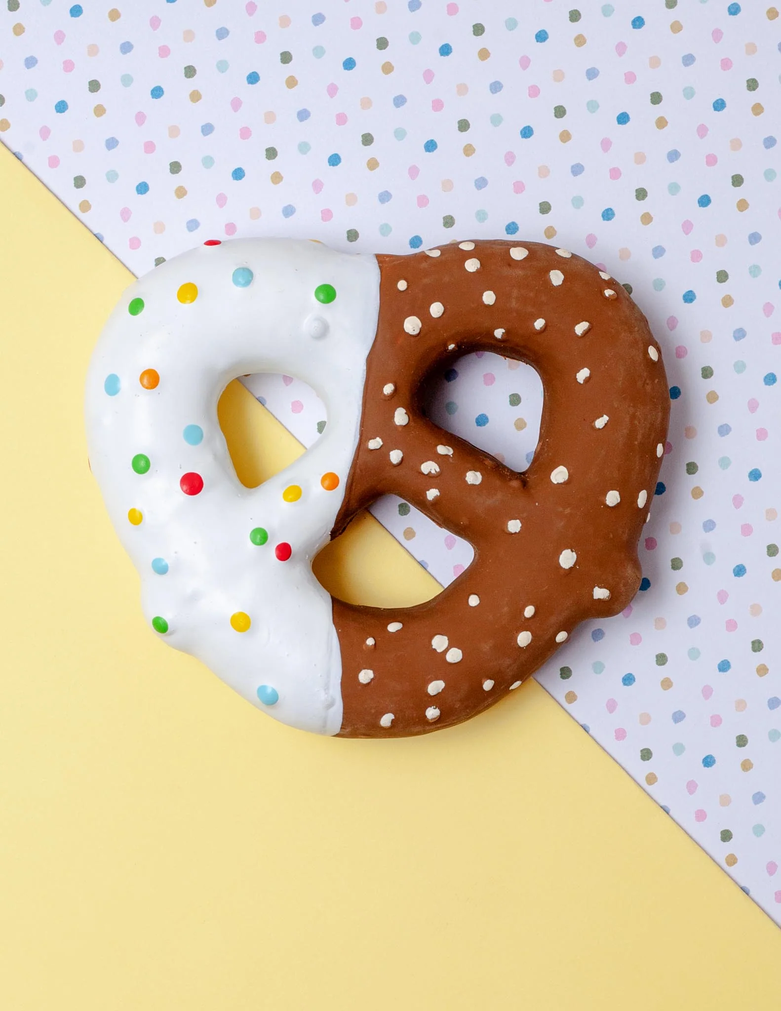 Chocolate Dipped Pretzel Latex Squeaky Dog Toy - Image 2