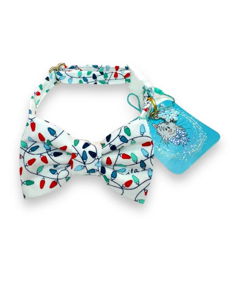 Christmas Lights Cat Collar and Bowtie Set </br> (Made in the USA)