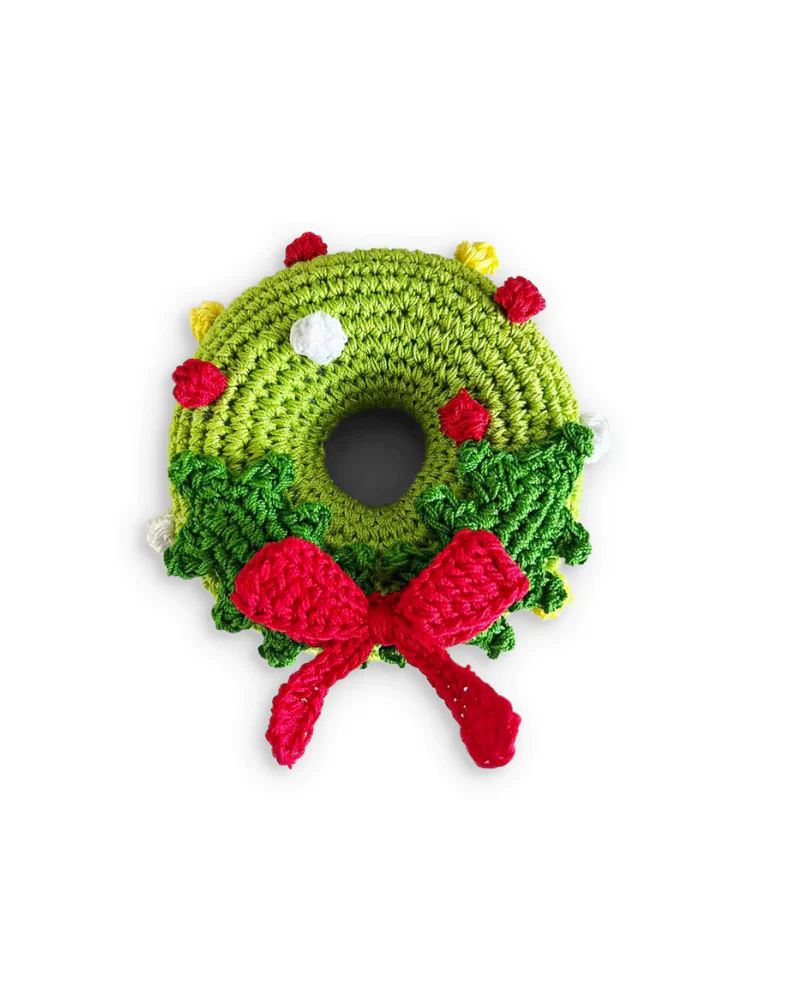 Christmas Wreath Organic Knit Dog Toy - Image 2