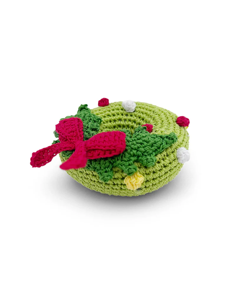 Christmas Wreath Organic Knit Dog Toy - Image 3