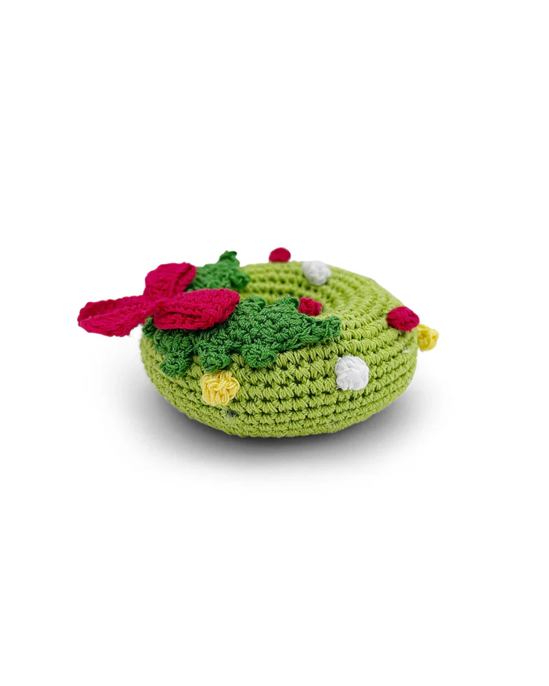 Christmas Wreath Organic Knit Dog Toy - Image 4