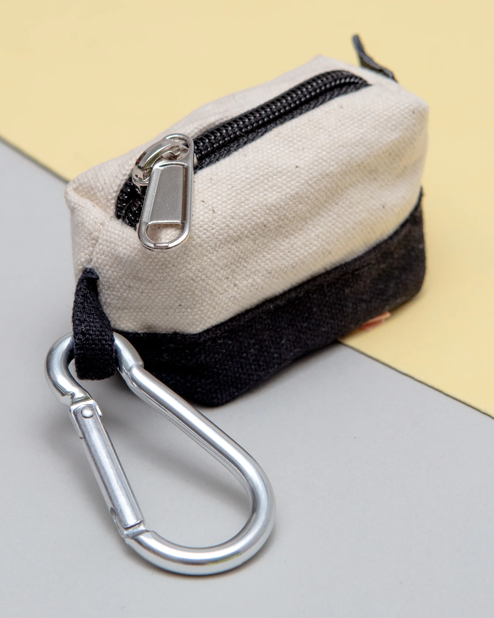 Canvas Clean-Up Poo Bag Roll Holder in Natural + Black - Image 4