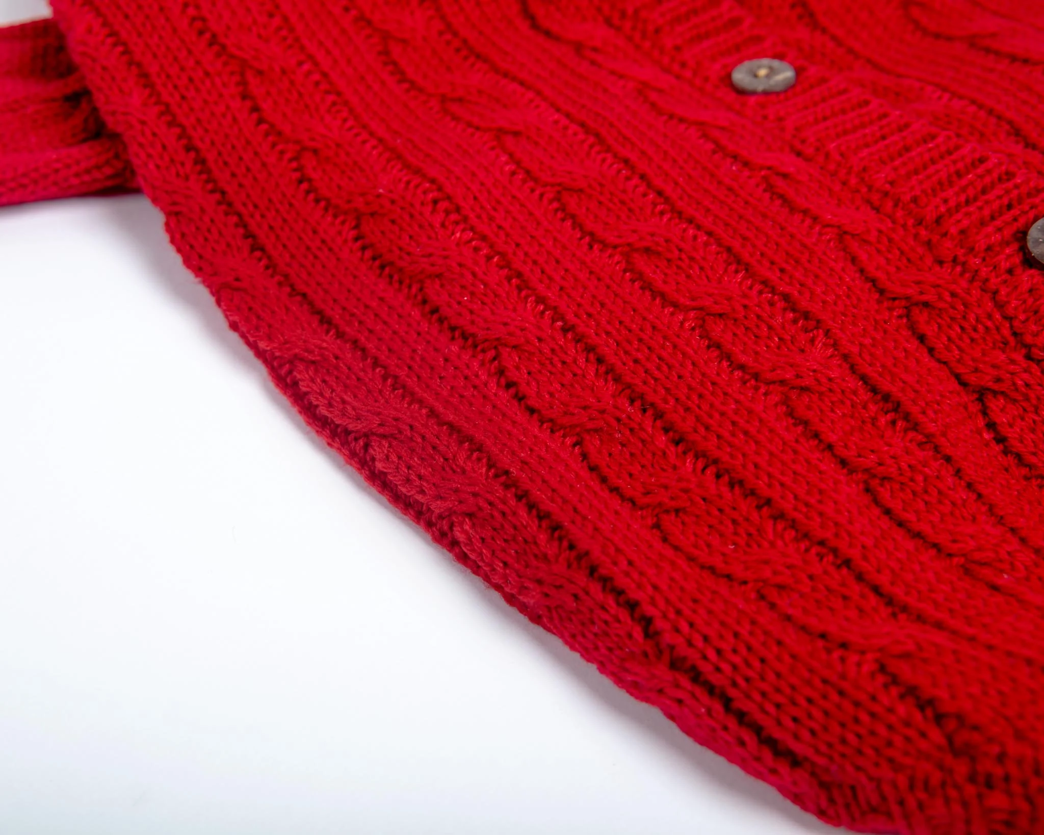 Classic Cable Knit Dog Cardigan in Red - Image 4