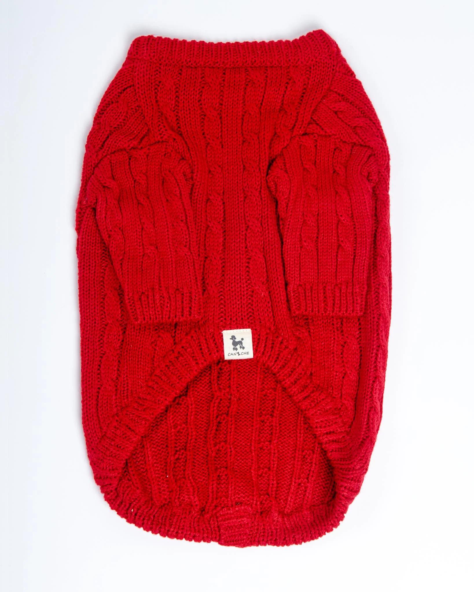 Classic Cable Knit Dog Cardigan in Red - Image 5
