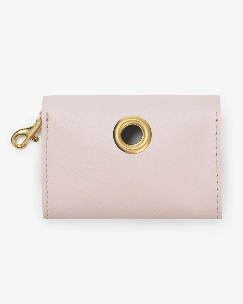 Classic Poop Bag Holder in Blush Pink Leather (Made in Italy) - Image 2