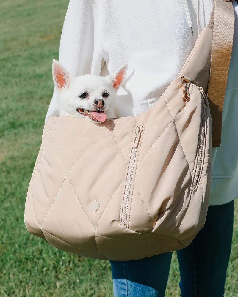 Cloud Crossbody Pet Carrier in Beige or Black - Image 4