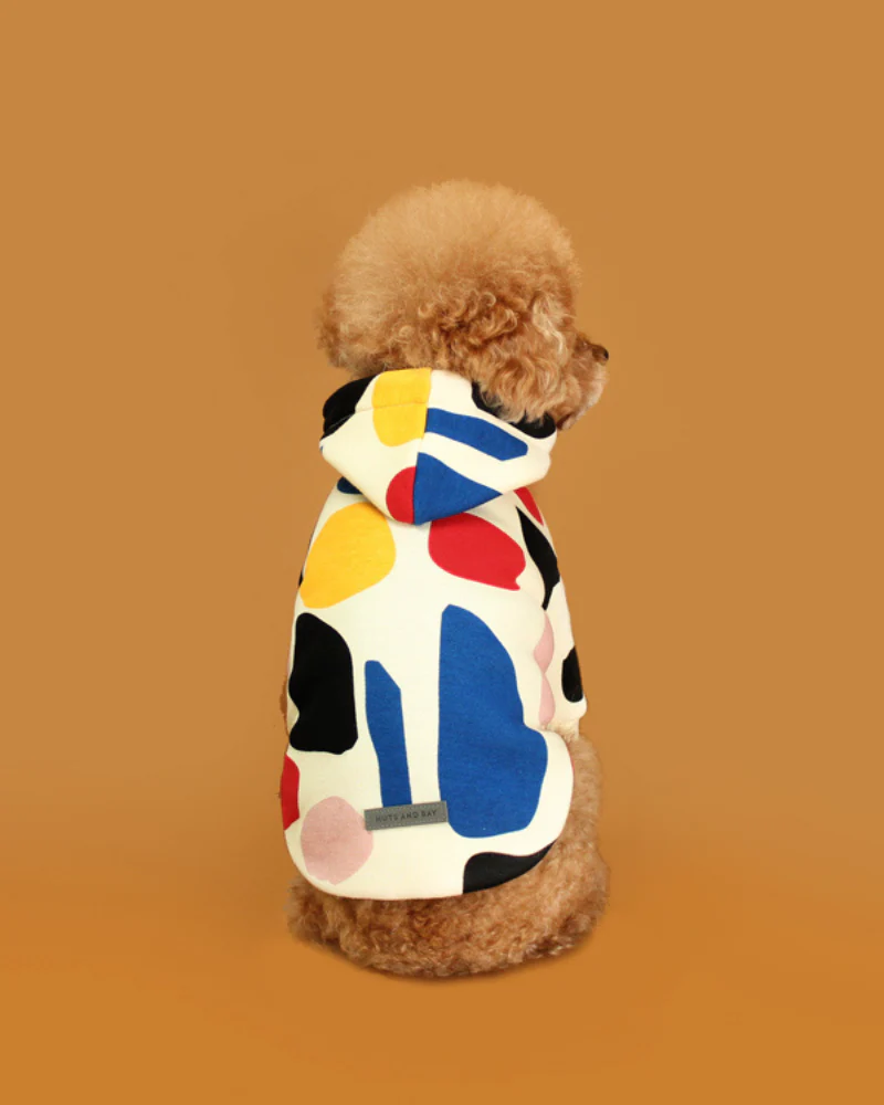 Colorful Design Dog Hoodie in Ivory - Image 3
