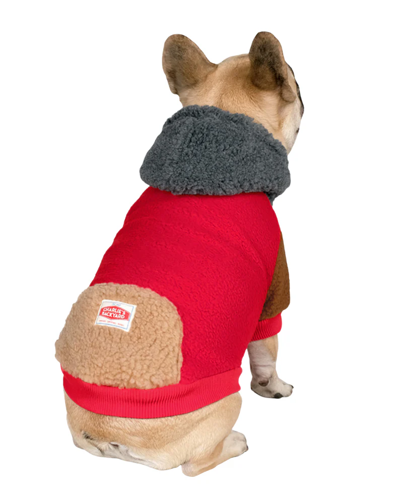 Cooper Plush Fleece Dog Hoodie in Red << FINAL SALE >> - Image 5