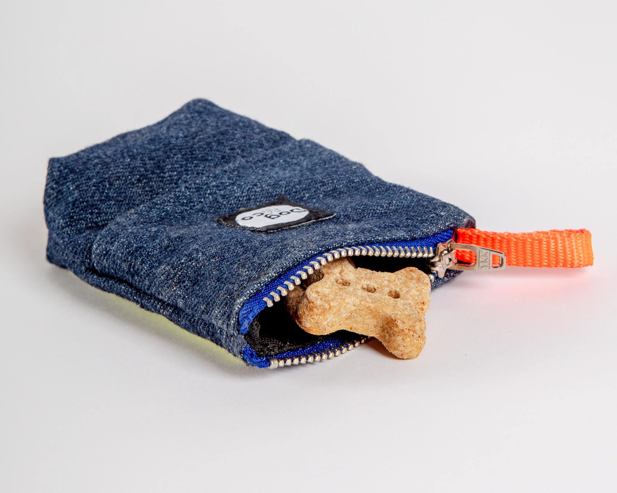 Good Girl Bag Treat + Poop Bag Holder in Denim + Neon (Made in NYC) - Image 5
