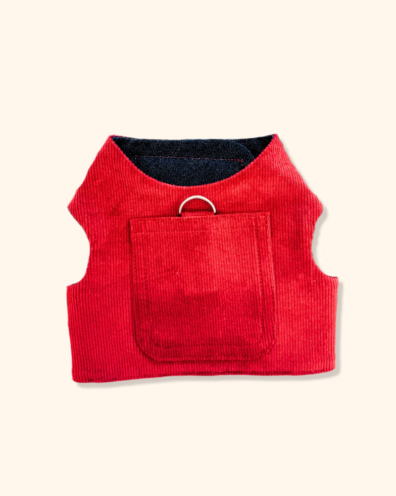 Corduroy Dog Harness in Cherry (Made in the USA) (FINAL SALE) - Image 3