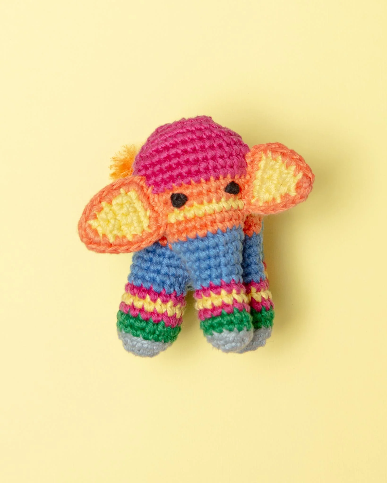 Cotton Crochet Striped Elephant Squeaky Toy for Dogs - Image 2
