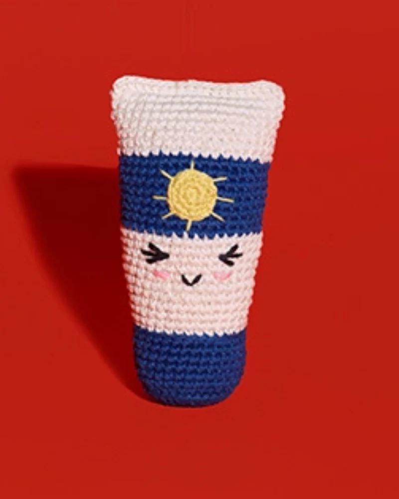 Cotton Crochet Sun Tan Lotion Squeaky Toy for Dogs - Image 2