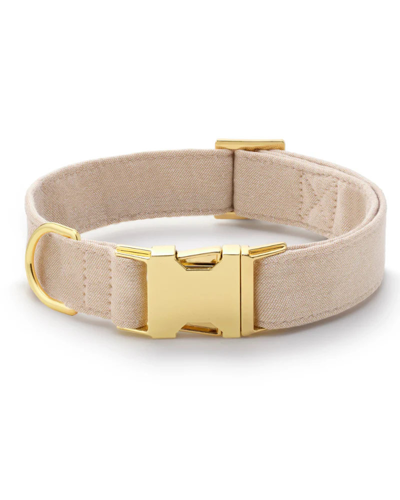 Cotton Dog Collar in Flax (Made in the USA)