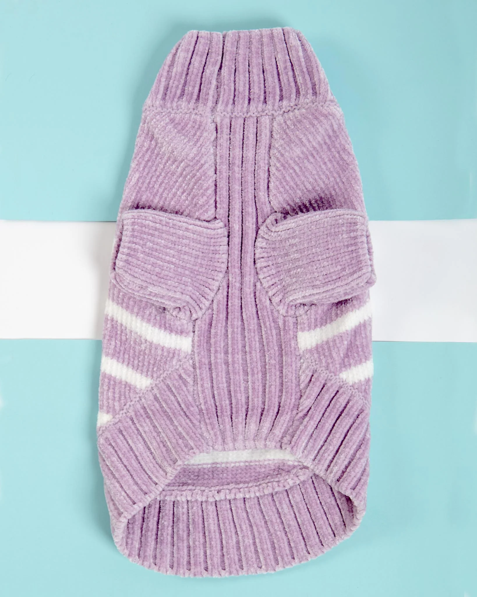 Cozy Soft Chenille Striped Dog Sweater in Lavender Frost (FINAL SALE) - Image 4