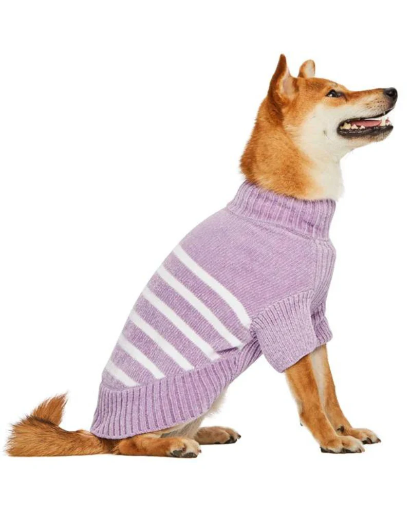 Cozy Soft Chenille Striped Dog Sweater in Lavender Frost (FINAL SALE) - Image 7