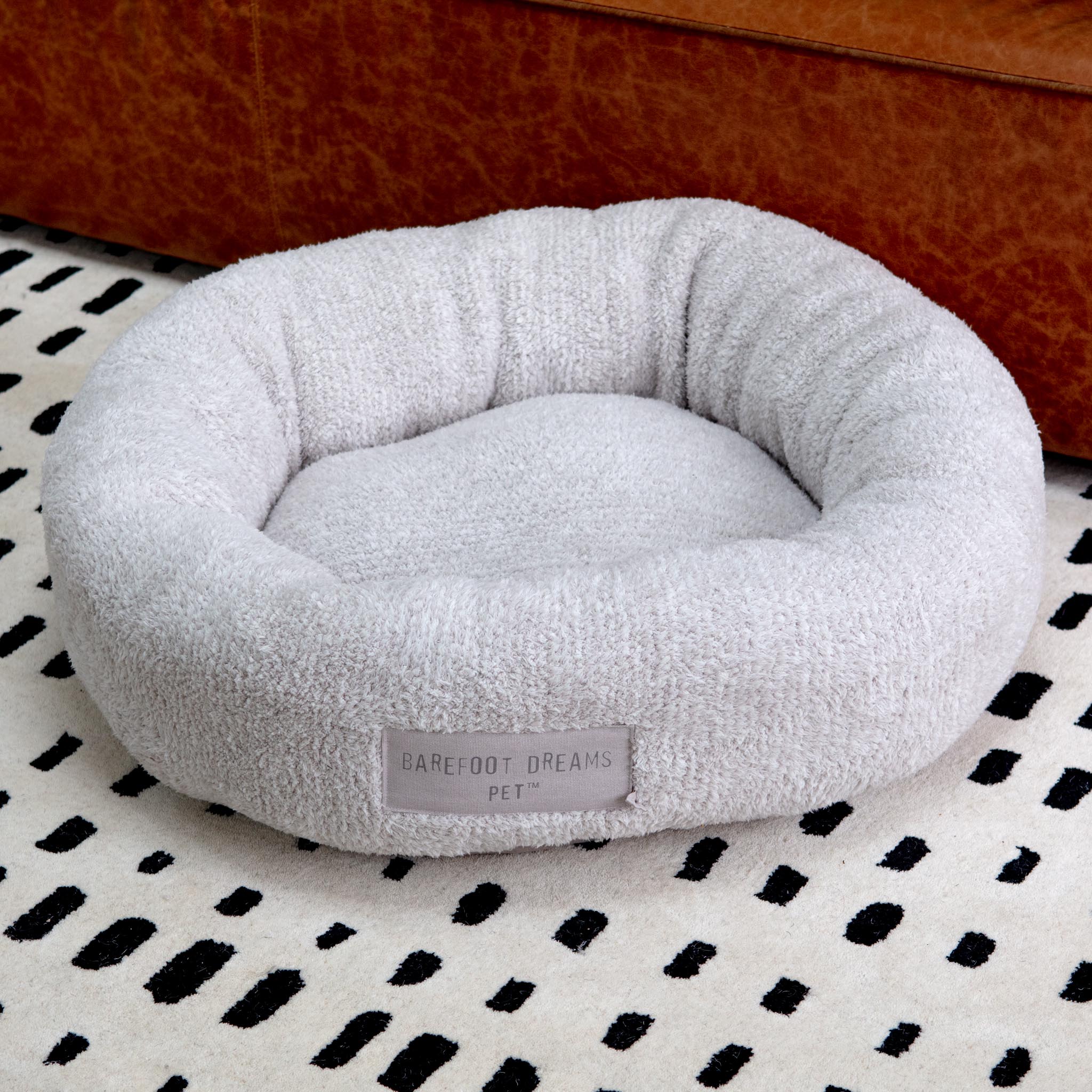 CozyChic™ Round Dog Bed in Silver Pearl