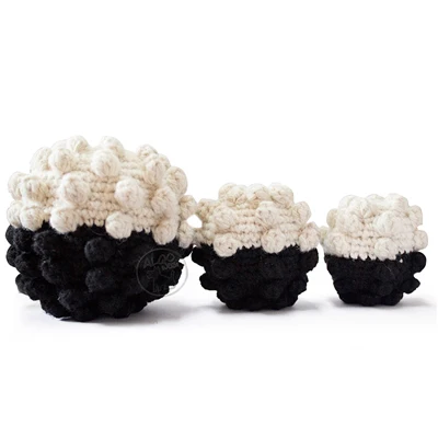 Crochet Ball Dog Toy in Black & Natural - Image 2