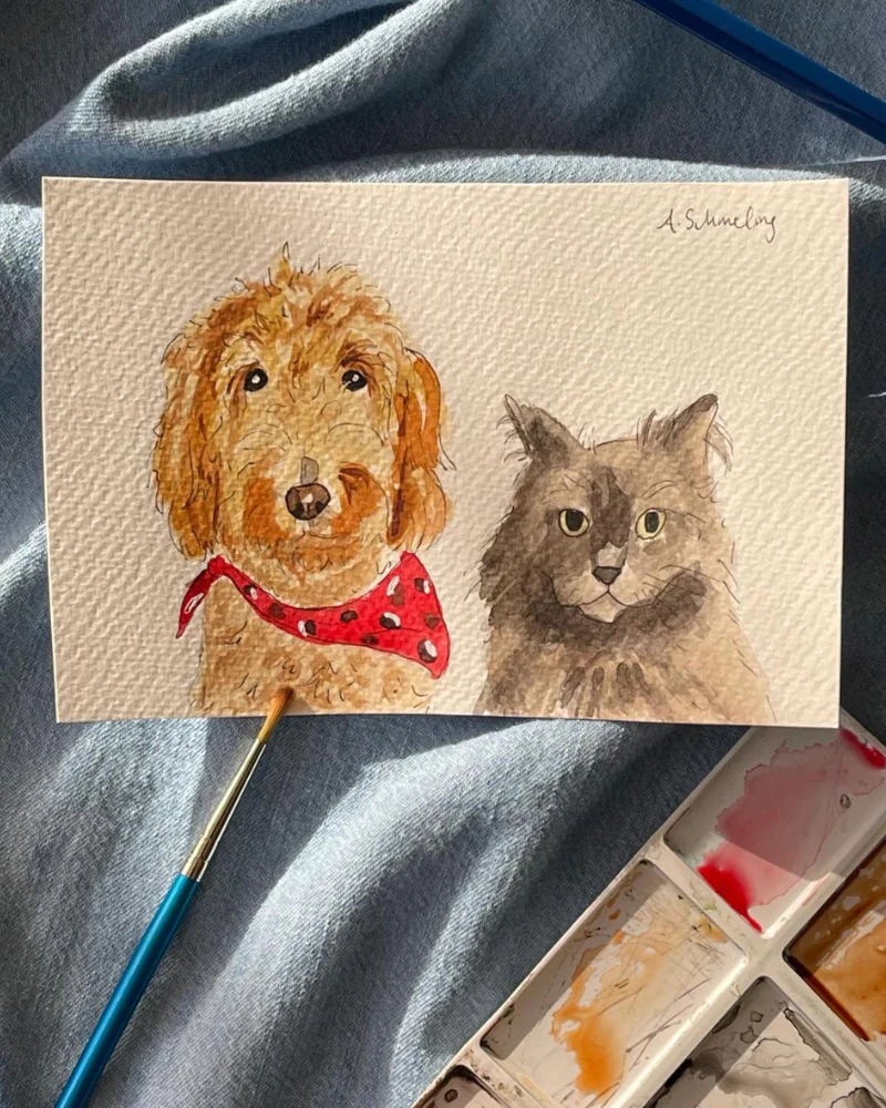 Custom Watercolor Pet Portrait (5x7) - Image 12