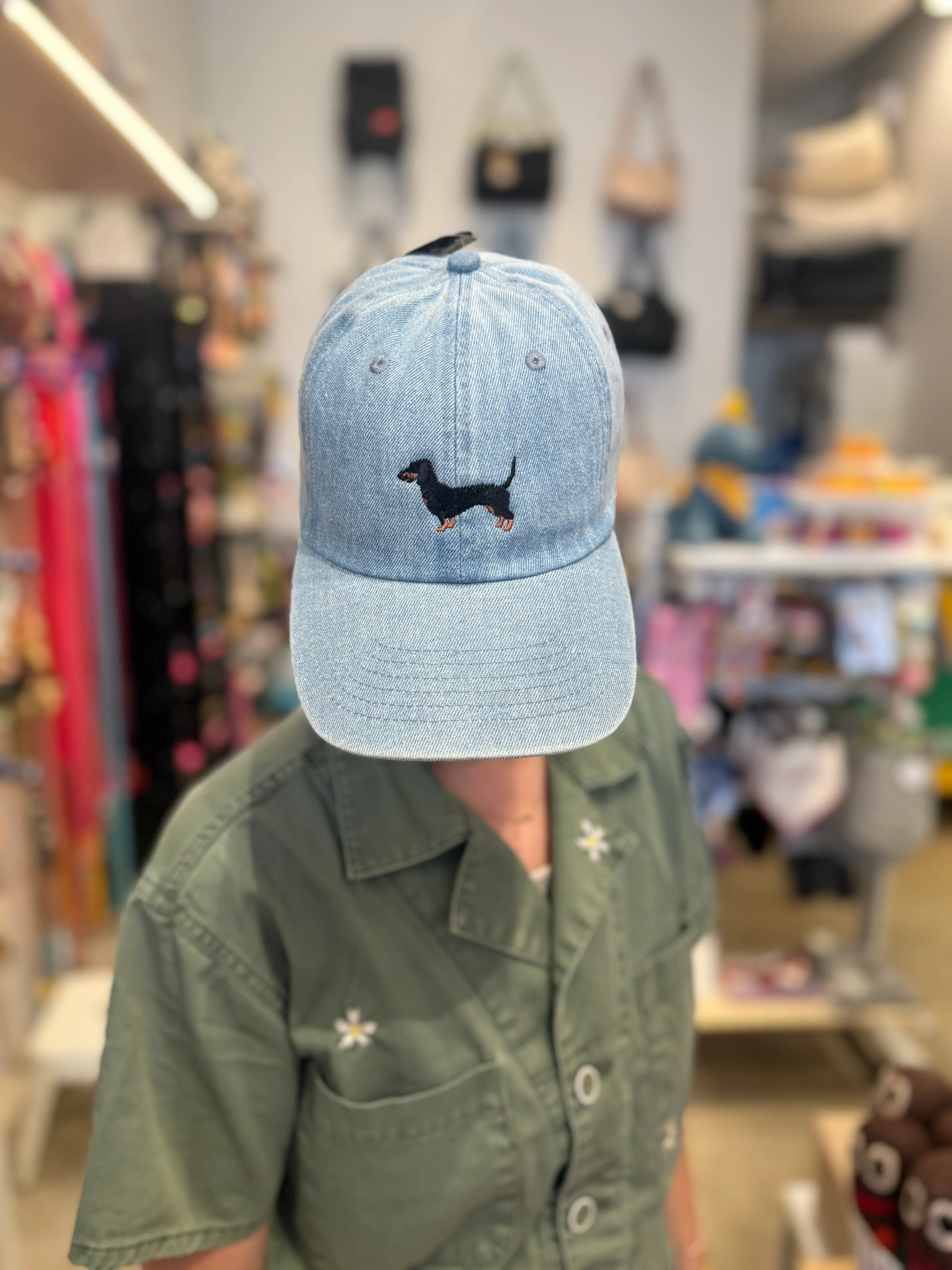 Dachshund Embroidered Denim Hat - Image 2